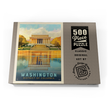 Washington, DC: Lincoln Memorial, Vintage Poster 500 Puzzle Schachtel Ansicht3