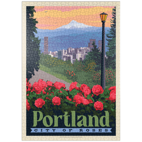 Darstellung des Puzzle-Motivs Portland, Oregon: City Of Roses, Vintage Poster – Puzzleteile: 1000
