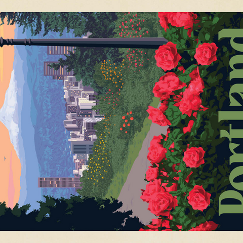 Portland, Oregon: City Of Roses, Vintage Poster 100 Puzzle 3D Modell