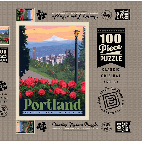 Portland, Oregon: City Of Roses, Vintage Poster 100 Puzzle Schachtel 3D Modell