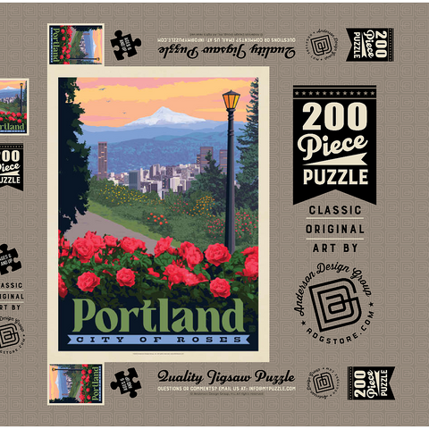Portland, Oregon: City Of Roses, Vintage Poster 200 Puzzle Schachtel 3D Modell