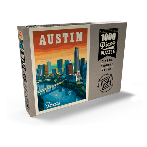 Austin, Texas: Skyline, Vintage Poster 1000 Puzzle Schachtel Ansicht2
