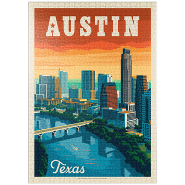 puzzleplate Austin, Texas: Skyline, Vintage Poster 1000 Puzzle