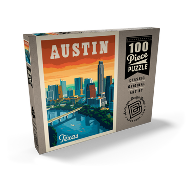 Austin, Texas: Skyline, Vintage Poster 100 Puzzle Schachtel Ansicht2