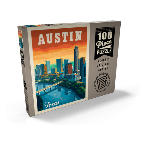 Austin, Texas: Skyline, Vintage Poster 100 Puzzle Schachtel Ansicht2