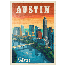 Darstellung des Puzzle-Motivs Austin, Texas: Skyline, Vintage Poster – Puzzleteile: 200