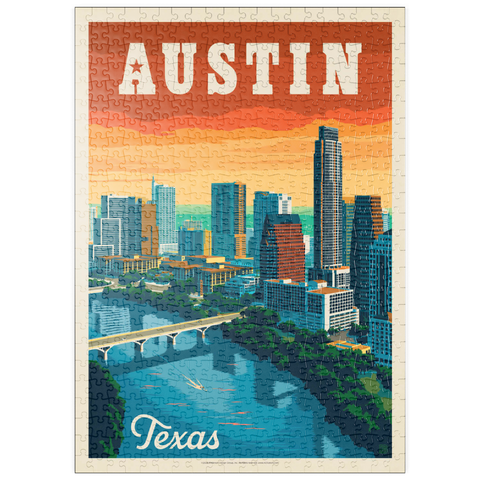 puzzleplate Austin, Texas: Skyline, Vintage Poster 500 Puzzle