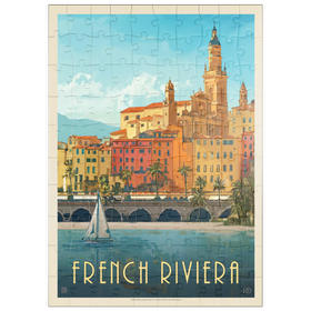Darstellung des Puzzle-Motivs Frankreich: Côte d'Azur, Vintage Poster – Puzzleteile: 100