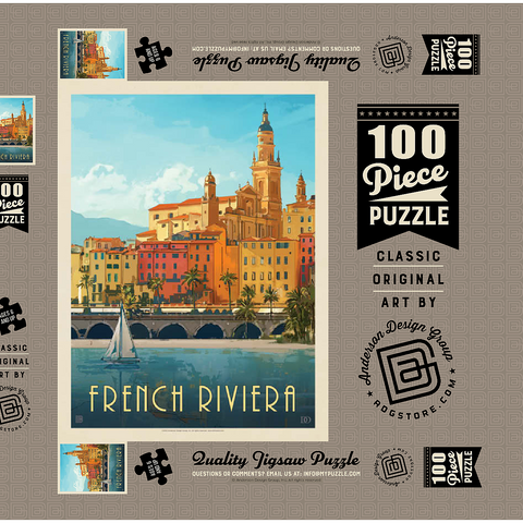 France: French Riviera, Vintage Poster 100 Puzzle Schachtel 3D Modell