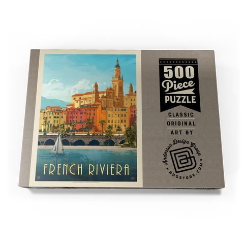 France: French Riviera, Vintage Poster 500 Puzzle Schachtel Ansicht3