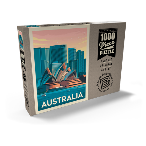 Australia: Sydney Skyline, Vintage Poster 1000 Puzzle Schachtel Ansicht2
