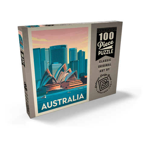 Australia: Sydney Skyline, Vintage Poster 100 Puzzle Schachtel Ansicht2