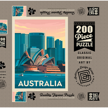 Australia: Sydney Skyline, Vintage Poster 200 Puzzle Schachtel 3D Modell