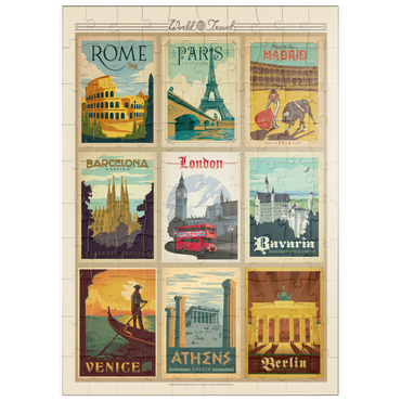 puzzleplate Europe Travel, Collage, Vintage Poster 100 Puzzle