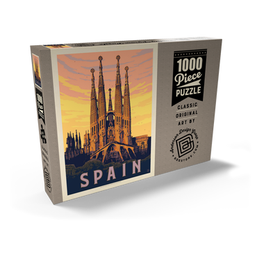 Spain: Familia Sagrada, Vintage Poster 1000 Puzzle Schachtel Ansicht2