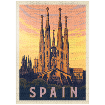 puzzleplate Spain: Familia Sagrada, Vintage Poster 1000 Puzzle