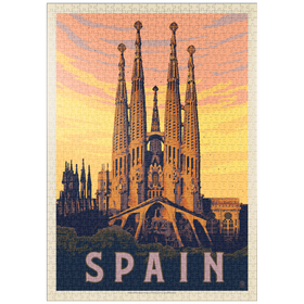 Darstellung des Puzzle Motivs Spain: Familia Sagrada, Vintage Poster - Puzzleteile: 1000