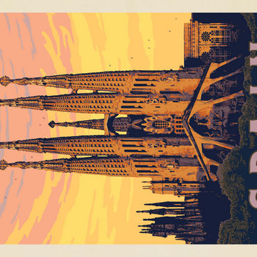 Spain: Familia Sagrada, Vintage Poster 1000 Puzzle 3D Modell
