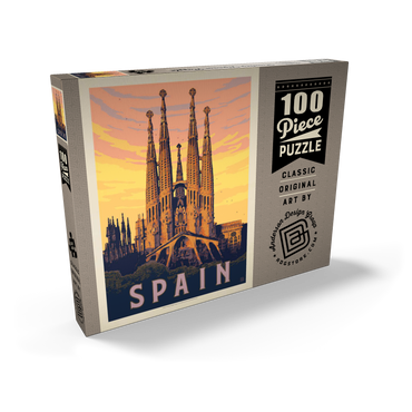 Spain: Familia Sagrada, Vintage Poster 100 Puzzle Schachtel Ansicht2