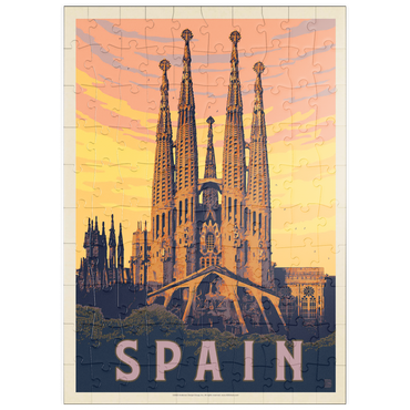 puzzleplate Spain: Familia Sagrada, Vintage Poster 100 Puzzle
