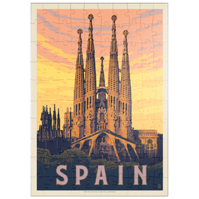 Darstellung des Puzzle Motivs Spain: Familia Sagrada, Vintage Poster - Puzzleteile: 100