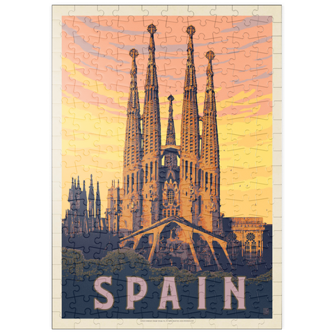 puzzleplate Spain: Familia Sagrada, Vintage Poster 200 Puzzle