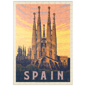 Darstellung des Puzzle Motivs Spain: Familia Sagrada, Vintage Poster - Puzzleteile: 200