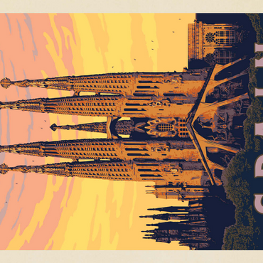 Spain: Familia Sagrada, Vintage Poster 200 Puzzle 3D Modell