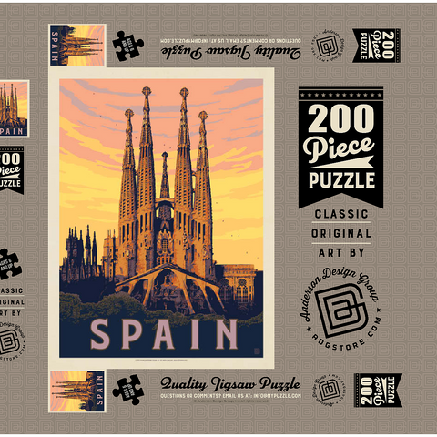 Spain: Familia Sagrada, Vintage Poster 200 Puzzle Schachtel 3D Modell