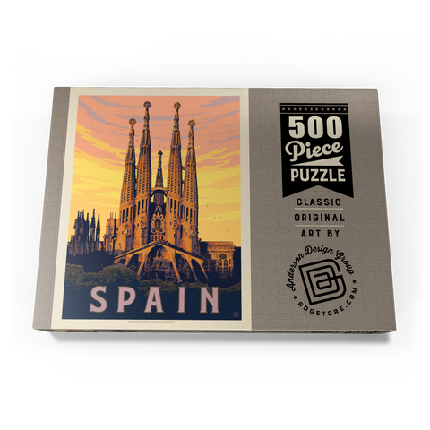 Spain: Familia Sagrada, Vintage Poster 500 Puzzle Schachtel Ansicht3