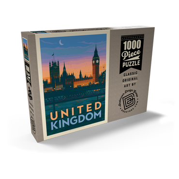 United Kingdom: Westminster Palace, Vintage Poster 1000 Puzzle Schachtel Ansicht2
