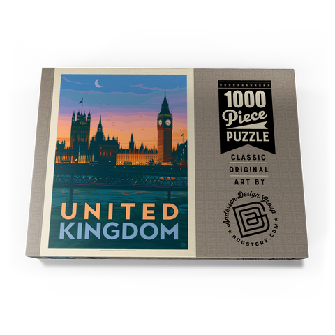 United Kingdom: Westminster Palace, Vintage Poster 1000 Puzzle Schachtel Ansicht3