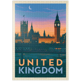 Darstellung des Puzzle-Motivs Vereinigtes Königreich: Westminster-Palast, Vintage Poster – Puzzleteile: 1000