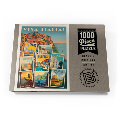 Italy: Viva Italia! Collage, Vintage Poster 1000 Puzzle Schachtel Ansicht3
