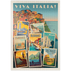 Darstellung des Puzzle Motivs Italy: Viva Italia! Collage, Vintage Poster - Puzzleteile: 1000