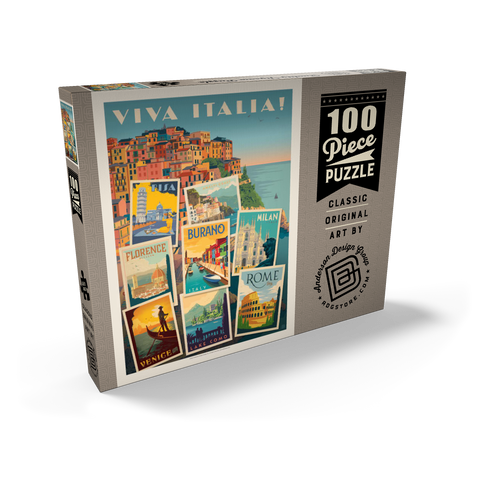 Italy: Viva Italia! Collage, Vintage Poster 100 Puzzle Schachtel Ansicht2