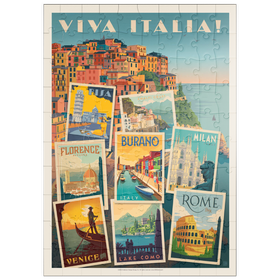 Darstellung des Puzzle Motivs Italy: Viva Italia! Collage, Vintage Poster - Puzzleteile: 100