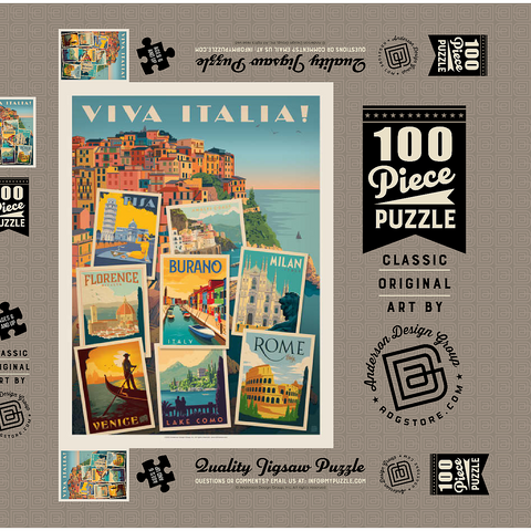 Italy: Viva Italia! Collage, Vintage Poster 100 Puzzle Schachtel 3D Modell
