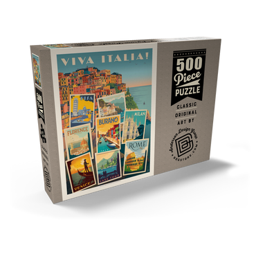 Italy: Viva Italia! Collage, Vintage Poster 500 Puzzle Schachtel Ansicht2