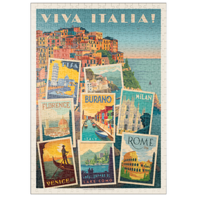 Darstellung des Puzzle-Motivs Italy: Viva Italia! Collage, Vintage Poster – Puzzleteile: 500