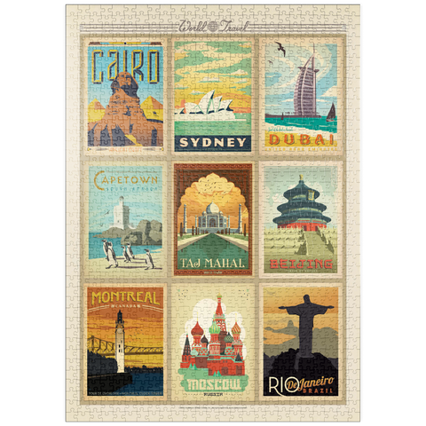 puzzleplate World Travel, Collage, Vintage Poster 1000 Puzzle