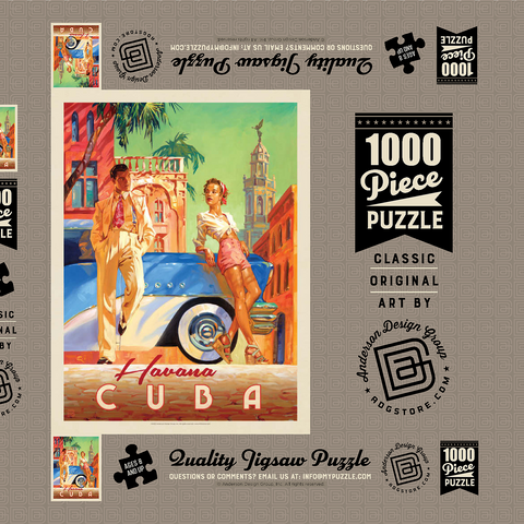 Cuba: Havana Shade, Vintage Poster 1000 Puzzle Schachtel 3D Modell