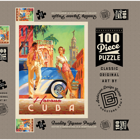 Cuba: Havana Shade, Vintage Poster 100 Puzzle Schachtel 3D Modell