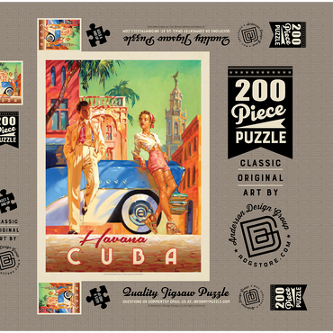 Cuba: Havana Shade, Vintage Poster 200 Puzzle Schachtel 3D Modell