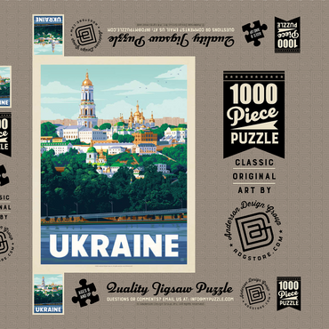 Ukraine: Kiev, Vintage Poster 1000 Puzzle Schachtel 3D Modell
