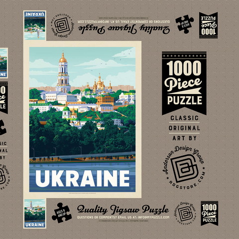 Ukraine: Kiev, Vintage Poster 1000 Puzzle Schachtel 3D Modell