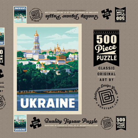 Ukraine: Kiev, Vintage Poster 500 Puzzle Schachtel 3D Modell