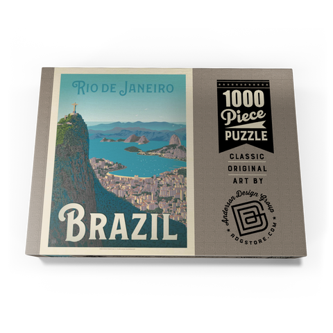 Brazil: Rio de Janeiro Harbor View, Vintage Poster 1000 Puzzle Schachtel Ansicht3