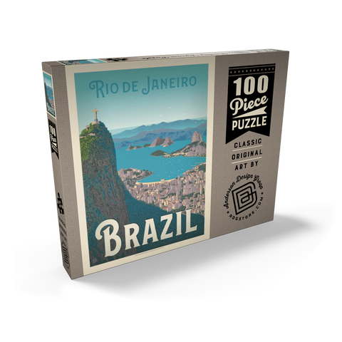 Brazil: Rio de Janeiro Harbor View, Vintage Poster 100 Puzzle Schachtel Ansicht2