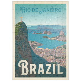 Darstellung des Puzzle-Motivs Brasilien: Rio de Janeiro Hafenansicht, Vintage Poster – Puzzleteile: 100